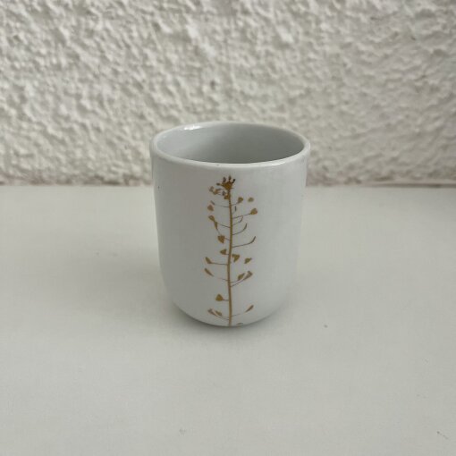 kalíšek bílý se zlatou kokoškou